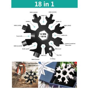 Kunci salju 18in1 multi tool gantungan kunci multifungsi pocket tool 18in1 snowflake tool AA43