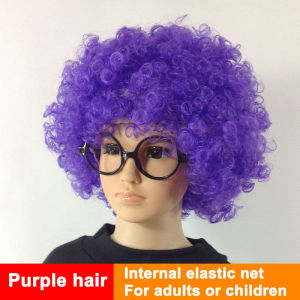 Pet Home-my Clown Wig Round Afro Hairpiece Synthetic Costume Accessory Tahan Lama Soft Elastic Cap Party Event