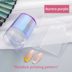 Silicone Aurora Color Nail Art Stamping Kit French For Manicure Plate Stamp Polish Stencil Template Seal Stamper Scraper 1Pc Nail Stamper with 2Pc Scraper