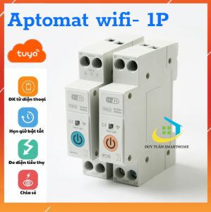 cầu dao Aptomat Wifi Tuya/SmartLife 1P-63A Điều Khiển Từ Xa Đo Tiêu Thụ Điện Hẹn Giờ