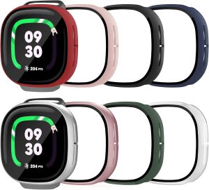 8 Pack Case for Fitbit Ace LTE with Tempered Glass Screen Protector Shockproof Hard PC Bumper Scratch Resistant Full Cover Compatible with Fitbit Ace LTE Smartwatch