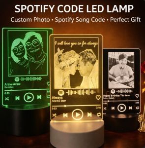 Spotify Barcode Customized Acrylic LED Lamp Night Table Desk Lamp Gifts Personal Use Single and Multicolor lights