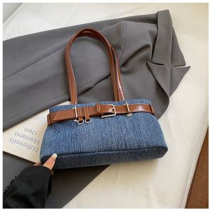 MOUSSON  กระเป๋ารักแร้สีคอนทราส์สูงสไตล์วินเทจสำหรับผู้หญิงสไตล์เกาหลีรุ่นใหม่ของการตกแต่งเฉพาะกลุ่มกระเป๋าบาแกตต์สะพายไหล่แบบสบายๆ