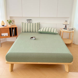 Dansunreve 100% Cotton Fittedsheet Fully Garterized Bedsheet Queen/King Bed Sheet Blue/Pink/Green/Grey/Yellow