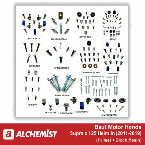 Baut Supra X 125 Helm In Fullset / Baud Honda Supra X 125 Helm In Satu Set Cover Block Mesin