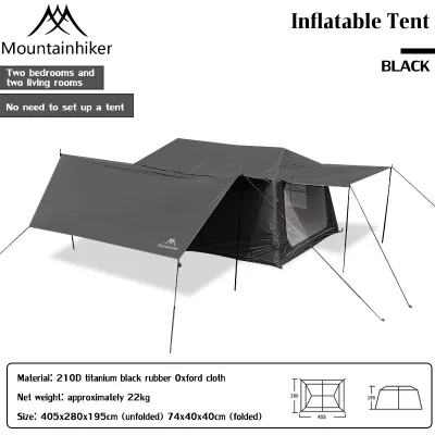 MOUNTAINHIKER Village13 Inflatable Tent Camping Tent Waterproof Sunscreen 2 Rooms 1 Living Room Luxury Tent Family Tent