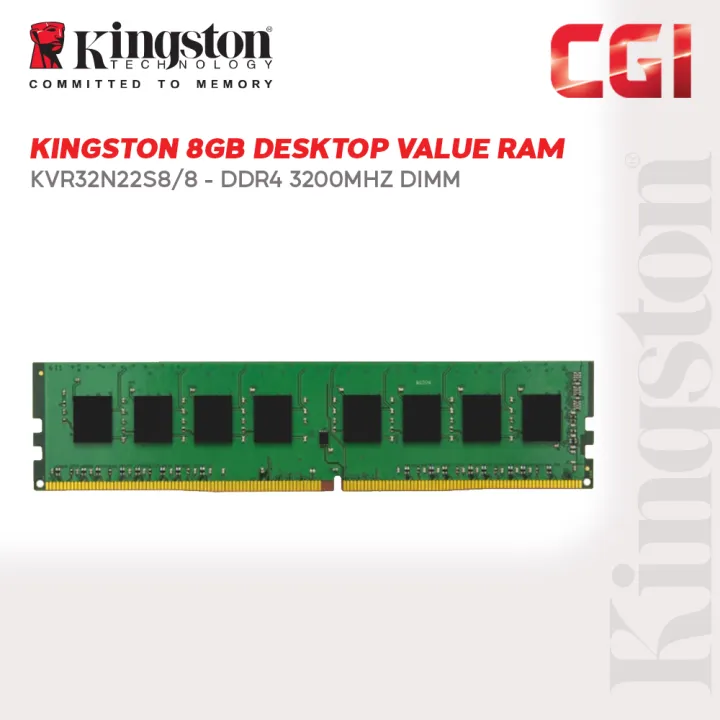 Kingston 8GB DDR4 3200Mhz Desktop Value Ram - KVR32N22S8/8