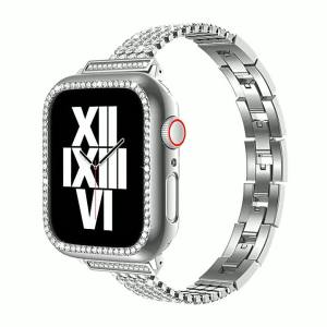 Suitable for applewatch Four-row diamond metal strap with rhinestones light luxury four-leaf clover mother-of-pearl diamond-embellished watch chain