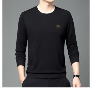 IELGY Casual Long-sleeved Mens Swedshirt Korean Fashion Autumn and Winter Simple Business Long-sleeved Mens T-shirt