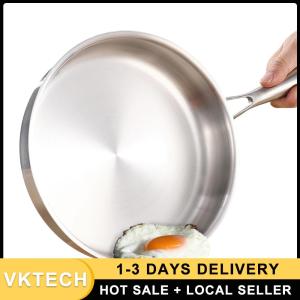316 Stainless Steel Frying Pan With Lid Household Uncoated Cookware Non-Stick Gas Induction Cooker