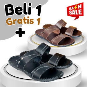 SANDAL PRIA PROMO BELI 1 GRATIS 1 SENDAL KULIT PRIA DEWASA SLOP SELOP FLIPFLOP SLIP JAPIT TERBARU