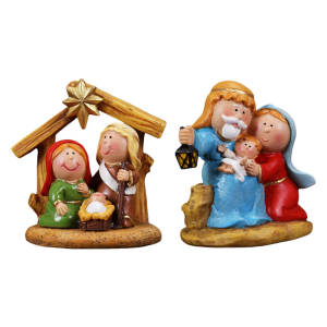 Detailed Cartoon Nativity Manger Scene Resins Miniature Figurines Christmas Decorations For Tabletop Holiday Display