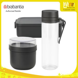 BRABANTIA Make & Take Set of 3 Bottle Breakfast Bowl & Medium Lunch Box Dark Grey