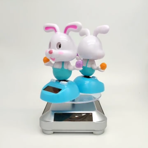 Educational Electronic Rabbit Toy Plastic Dancing Rabbit Toy with Solar Powdered Car Dashboard Decorative Swing Toy