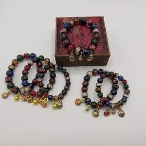 Wholesale Douyin and Xiaohongshu style incense ash glass multicolored multi-treasure gold-swallowing beast couples Chinese-style bracelet for women
