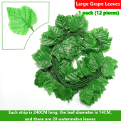 2.4 Meter Artificial Green Leaf Garland Plants Vine Fake Home and Garden Decoration Plastic Rattan String