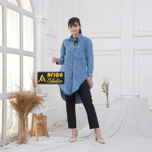 KEMEJA TUNIK JEANS TERBARU KEKINIAN JUMBO XXL MUT BB 75KG