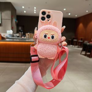 OPPO A3 A5 Pro A5 A9 A15 A15s A16 A17 A17k A18 A38 A53 A54 A57 A77s A58 A60 A74 A95 A76 A96 A77 A78 A79 A92 A93 A98 4G 5G TPU cute labubu bag sling strap wallet phone case casing cover sarung fon comel 手机壳
