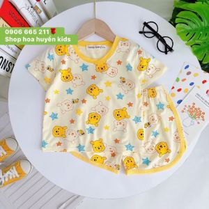 Bộ Đồ Cộc Tay Bé Trai Bé Gái Mặc Nhà Chất Vải Thun Lạnh Cao Cấp mềm Mại Siêu Thoáng mát Cho Bé  Từ 20-35kg | Bộ Quần Áo Ngắn Tay Thun Lạnh