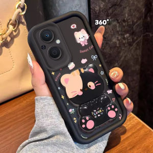 FOR เคส เคสสำหรับ OPPO Reno 7Z 5G RENO 7 Z 5G Reno 8z 5g เคสศัพท์ เคสนิ่มซิลิโคนกันกระแทก ดีไซน์ใหม่สวยงาม ลายการ์ตูนแมวพร้อมที่วางกระจก JTMMZJ01