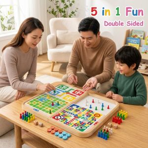 Wooden Bouncing Chess Board Game Fast Sling Puck Family Interactive Tabletop Kids Adults Travel Storage