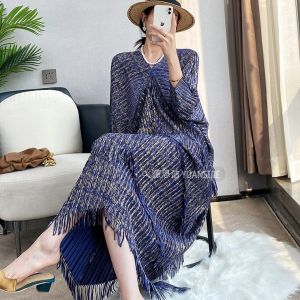 Nova quality⭐One person one pleat ⭐ Miyake crease advanced sense French fringe dress spring/summer niche design sense pleated dress