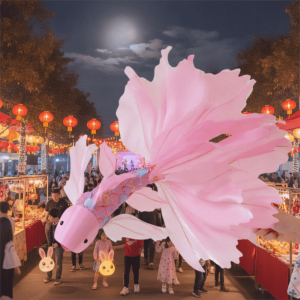 D5JKY Chinese Traditional Mid-Autumn Festival Koi Lantern Glowing Flexible Fish Body Handheld Glowing Lantern Party Decoration DIY Fish Lantern Craft Kit Lantern Festival