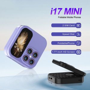SKJK Dual Card Dual Standby Mini Flip Mobile Phone FM Radio I17pro Clamshell Phones Fashion Voice Flip Foldable Phone Multilingual FM Radio