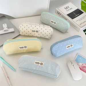 GORGE Zipper Pen Bag Lightweight Polka Dot Student Pencil Case Portable Large Capacity Stationery Storage Pouch Students Supplies