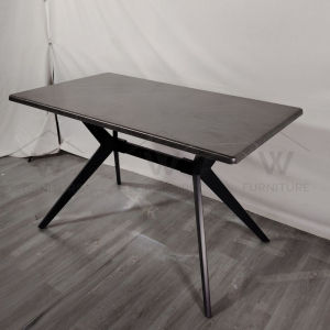 Wfurniture Super Top Dining Table Cafe Modern Restaurant Butterfly Rack Solid Meja Makan Luxury