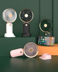 Minimalist With Base Dazzling Gold Handheld Small Fan Usb Charging Portable Phone Holder Mini Fan