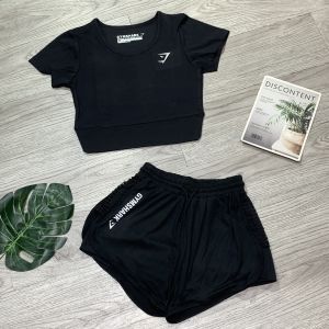 Đồ tập gym nữ set bộ đùi thể thao áo crop quần đùi 2 lớp Bin Sports BN074