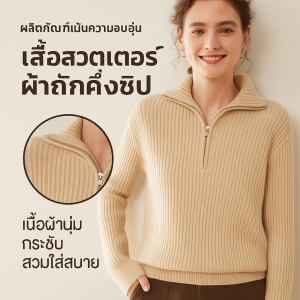 เสื้อคาร์ดิแกน ซิปครึ่ง เสื้อถักนิตติ้ง สไตล์ลําลอง ความอบอุ่น สไตล์มหาวิทยาลัย ใส่สบายแมทช์ง่าย