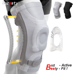 Buzesty Knee Brace for Women and Men Knee Sleeve with Patella Pad and Tendon Strap & Side Stabilizers Compression Knee Support with Horizontal Knit Tech for ACL/PCL Running and Sports