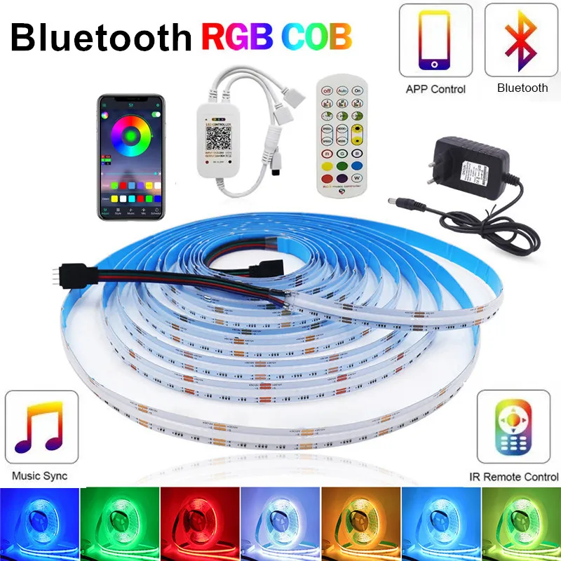 Angelila 5m 10m Full Set RGB COB LED Strip Light with WiFi APP