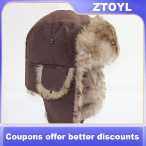 【ZTOYL】 Winter Russian Hat Trapper Bomber Warm Trooper Ear Flaps Cap Headwear Bonnet Men Women Winter Ski Hat Fluffy Faux Fur Cap