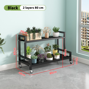Metal stand 3 floors Outdoor shelves Spinner wheels Stepped plant stand flower stand display