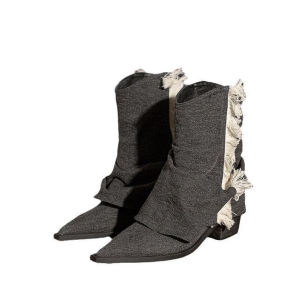 PINKEY P296 Sepatu Boots Wanita Hak Tinggi Tebal Ujung Lancip Sepatu Bot Celana Ramping Potongan Rendah