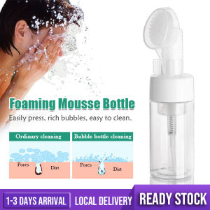 Foam Bottle Facial Cleanser Mousse Liquid Bottle With Cleaning Brush Mini Foaming Soap Pump Dispenser Empty Plastic Pump Bottles