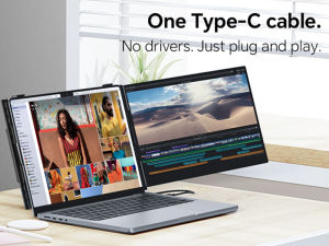 ZSCMALL Portable Monitor Dual  Laptop Screen Extender-14.2" Dual Monitor for Laptop USB-C HDMI Stacked Folding Triple Monitor Travel Display with Kickstand 75mm Standard VESA for Windows Mac