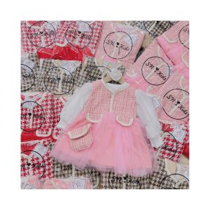 Váy bé gái kèm túi xách dạ kẻ