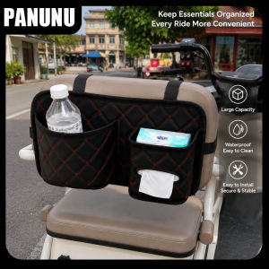 Electric Bike Seat Back Storage Bag Leather Hanging Pouch For Tricycle Motorcycle Water Bottle