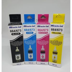 Tinta Printer EP 664 100 ML untuk L100 L200 L300 L110 1 Set ( 4 Warna ) Miracle Ink