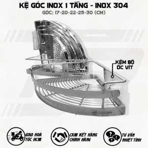 Kệ Góc Inox 304 - 1 Tầng Gắn Góc Tường