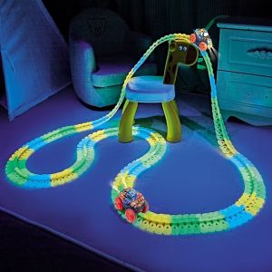 1 Set Colorful Luminous Electric Rail Cars Hangable Race Track Car Toy Game Set for Boys and Girls Birthday Gifts Christmas Parties Halloween Gift (without battery)