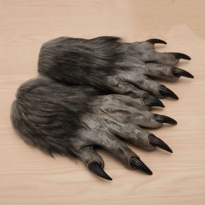 SEJUE4373 Latex Halloween Gloves Realistic Creepy Werewolf Hands Party Props Durable Cosplay Mittens Adults