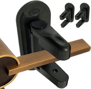 Door Lever Lock Child Proof - 2 Pack Black Door Locks for Kids Safety - Childproof Door Handles Lock with Adhesive
