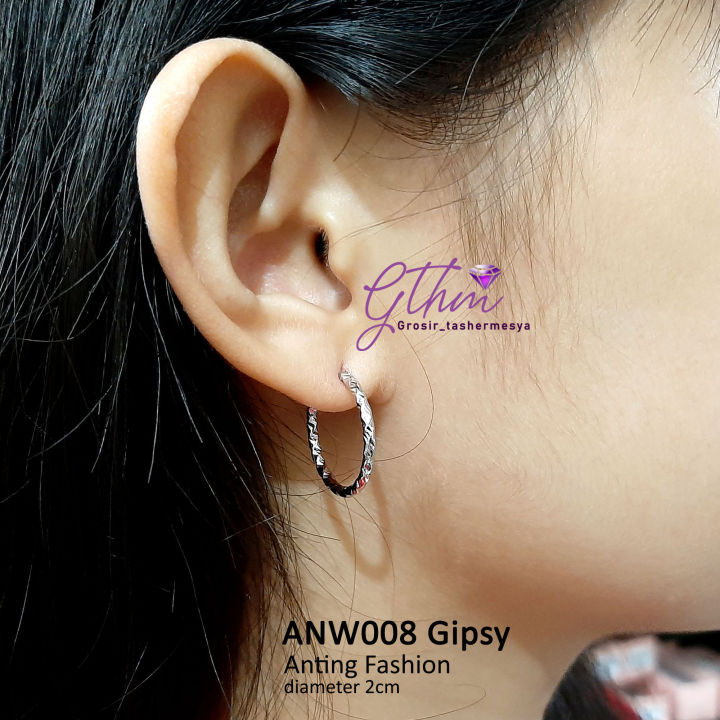 GTHM Anting Wanita Gipsy Ukir Perhiasan fashion Import Giwang Mewah Cocok untuk Pesta Kondangan Kawinan Emas Perak Anti Karat Anti Alergi ANG008