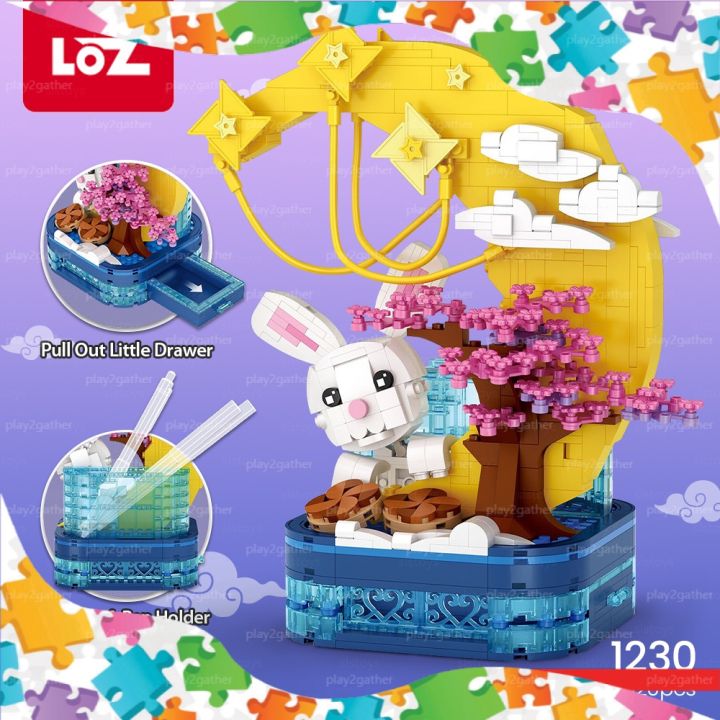 LOZ IDEAS Mini Block 1230 Moon Rabbit Pen Holder Chinese China Trend ...