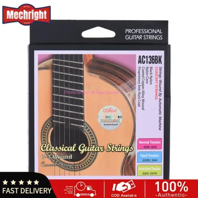 Mechright Alice AC136BK-H Dây Đàn Guitar Cổ Điển Nylon Màu Đen 6 Cái/bộ (.0285-.044) Độ Căng Cứng Kèm Một Dây G-3rd Tặng Kèm
